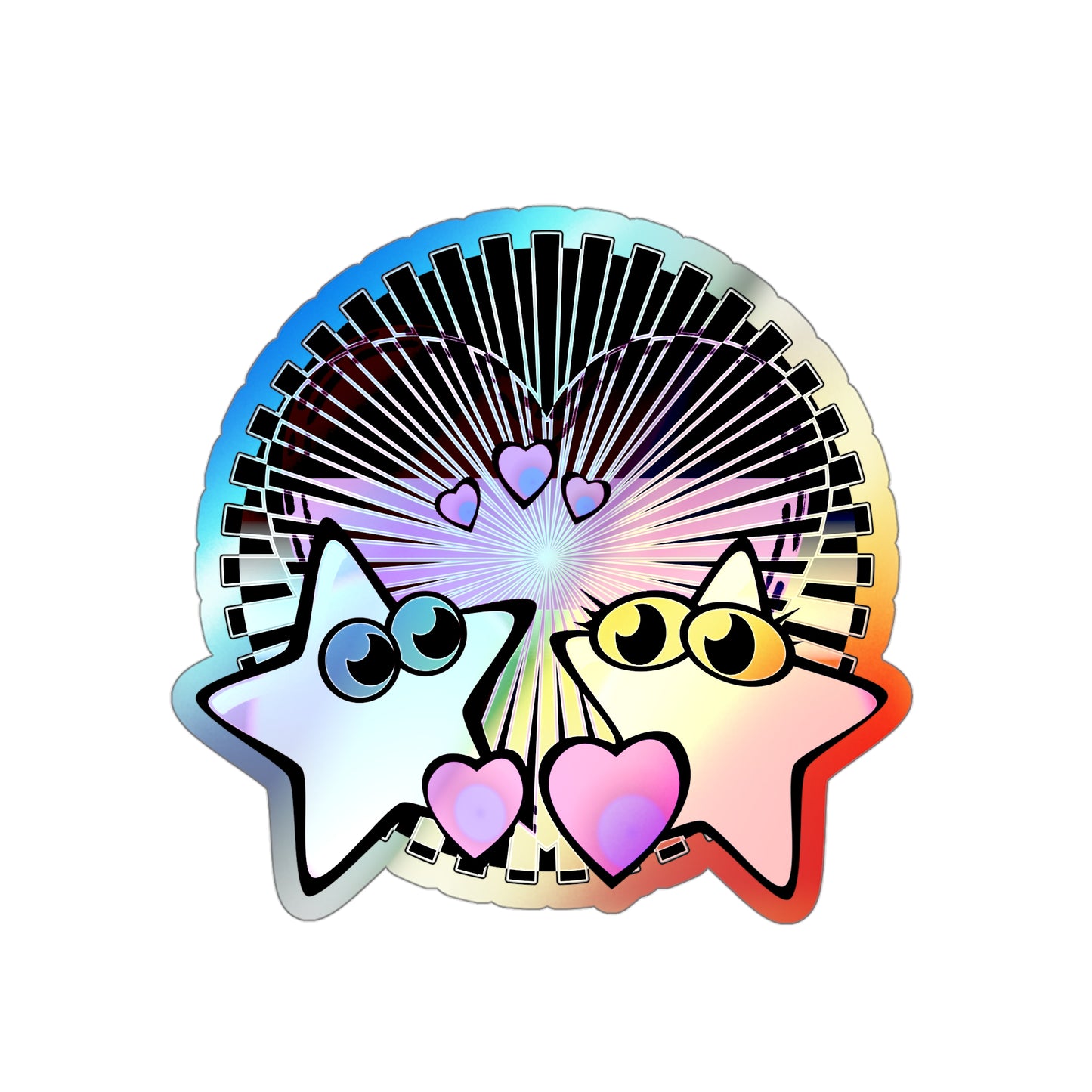 Holographic Kawaii Star & Heart Die-Cut Sticker