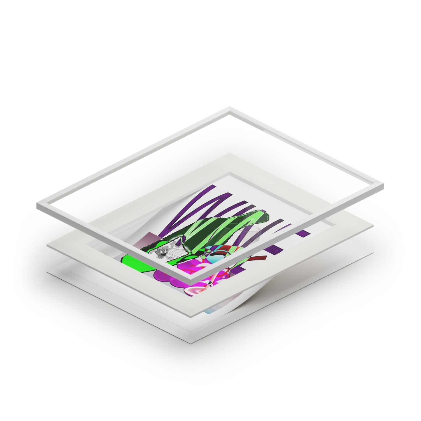 Wine Art Print with Passepartout — Pop Art Bottle & Glass Wall Decor