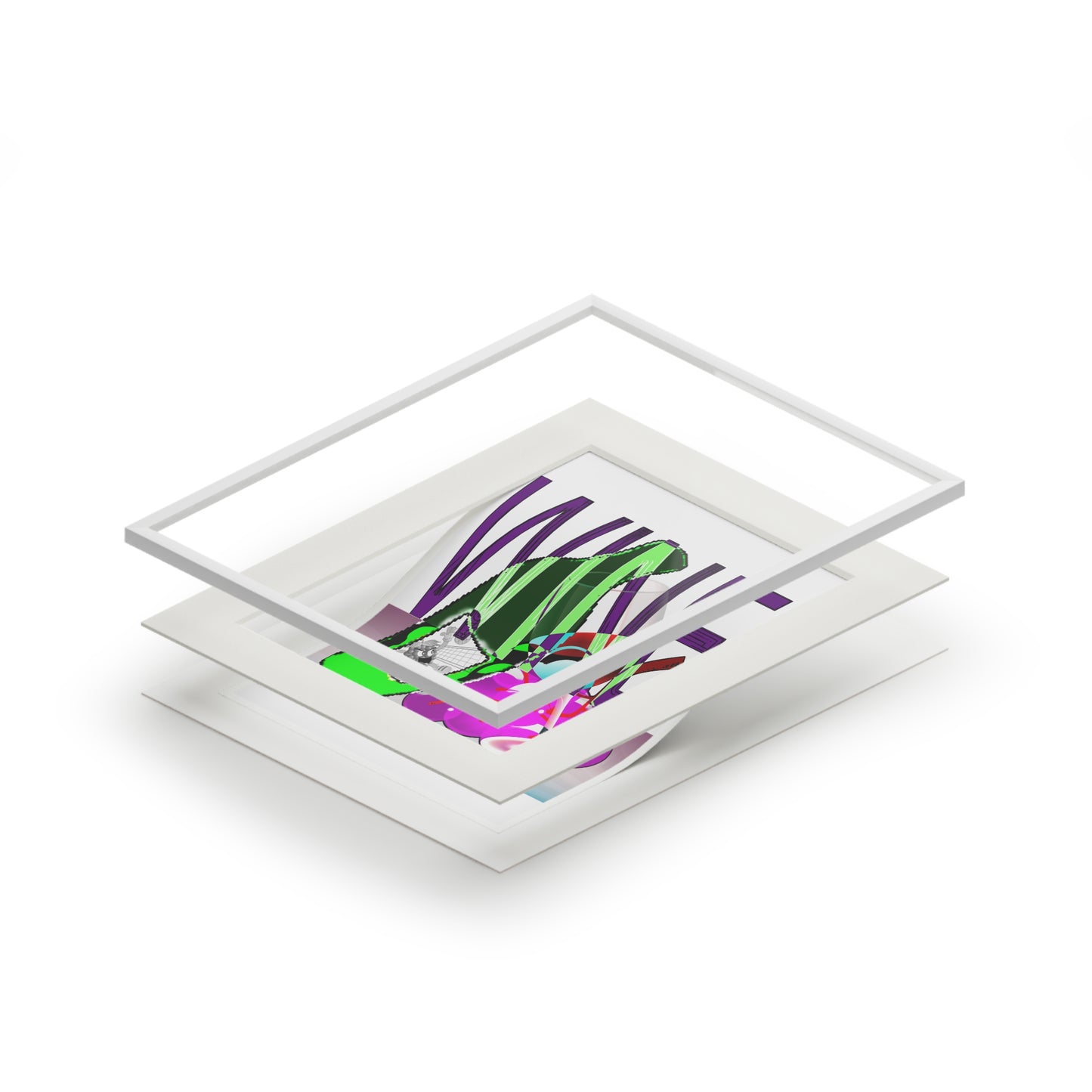 Wine Art Print with Passepartout — Pop Art Bottle & Glass Wall Decor