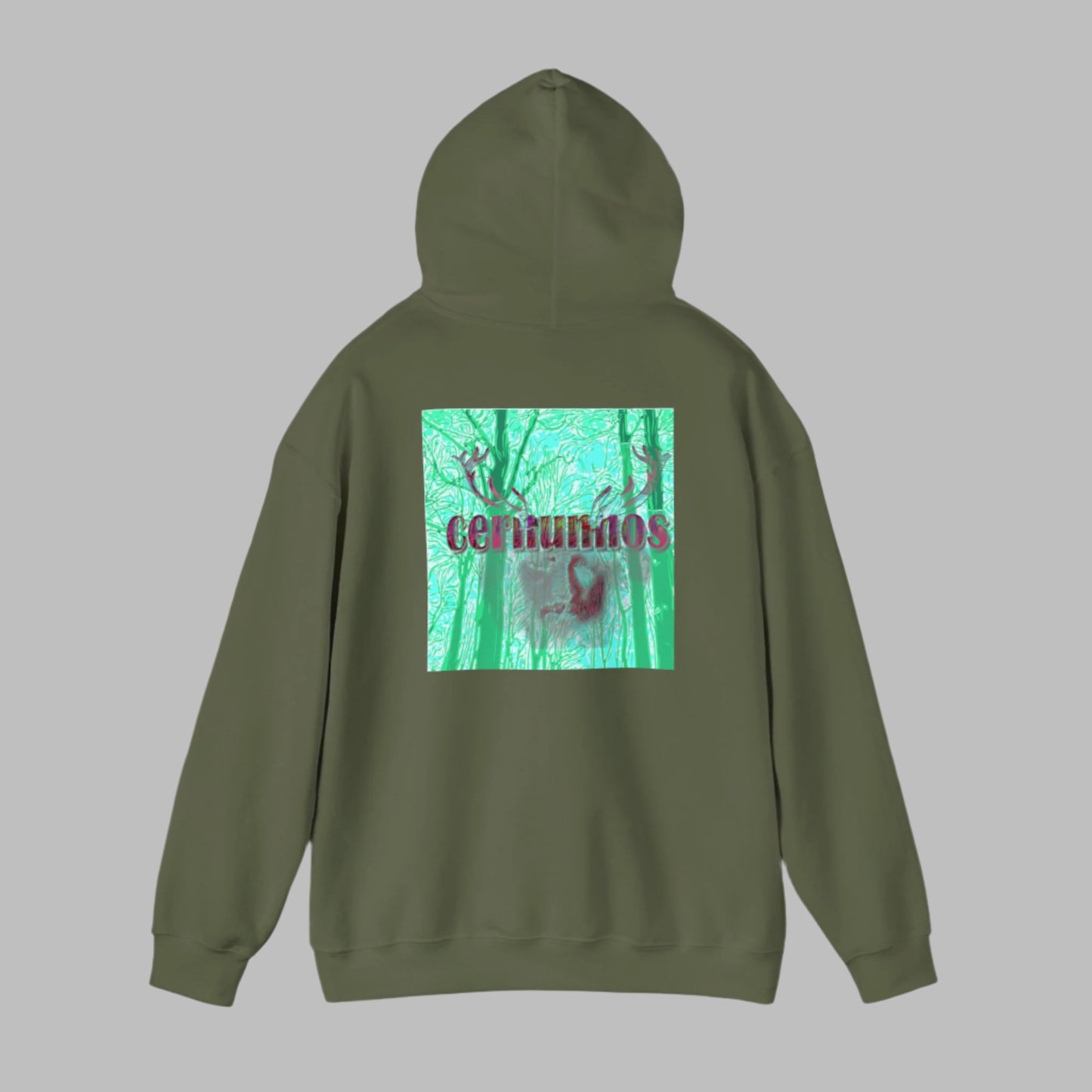 Hooded Sweatshirt with Man Antlers Print Cernunnos