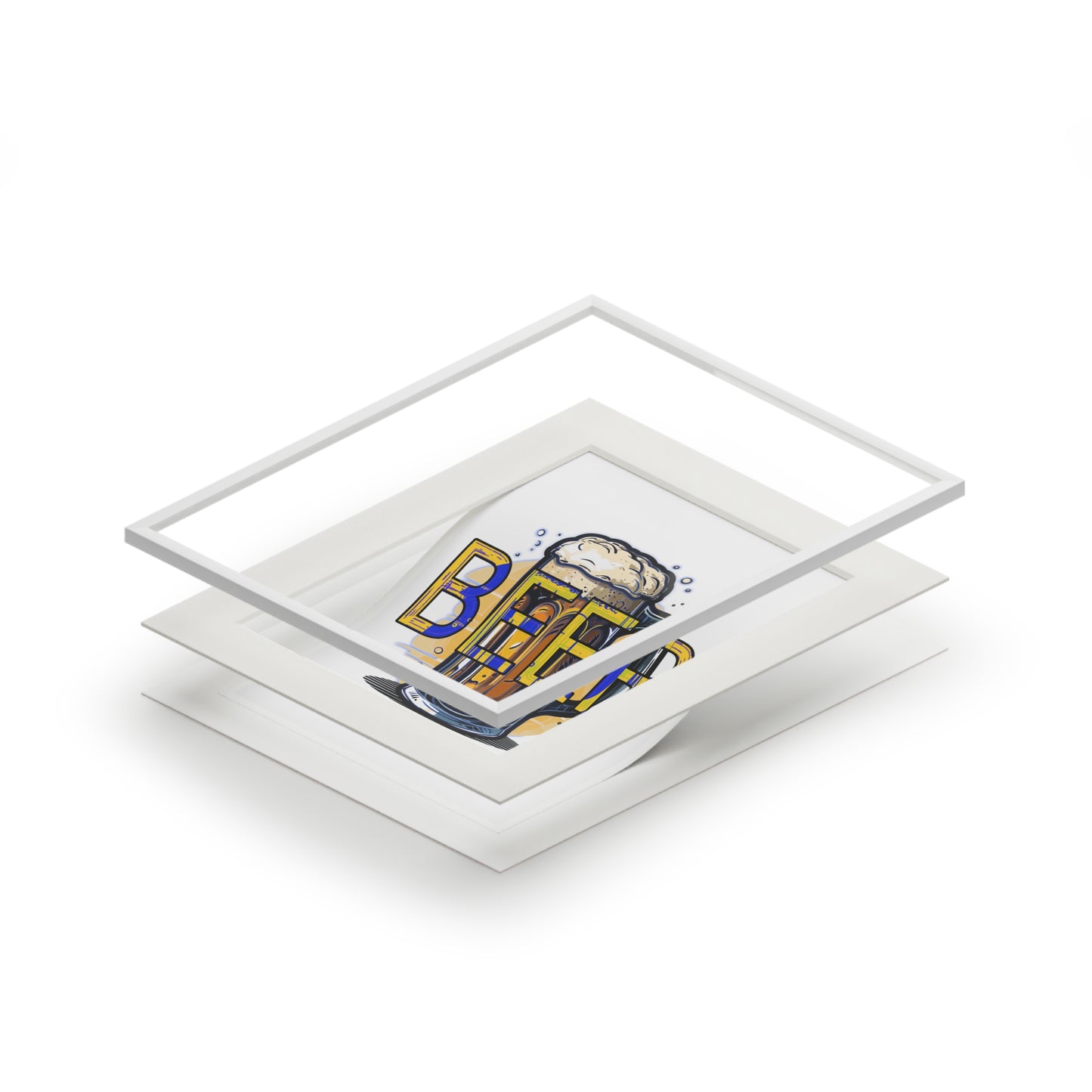 Beer Mug Fine Art Print with Passepartout Frame — Vintage Pub Wall Art