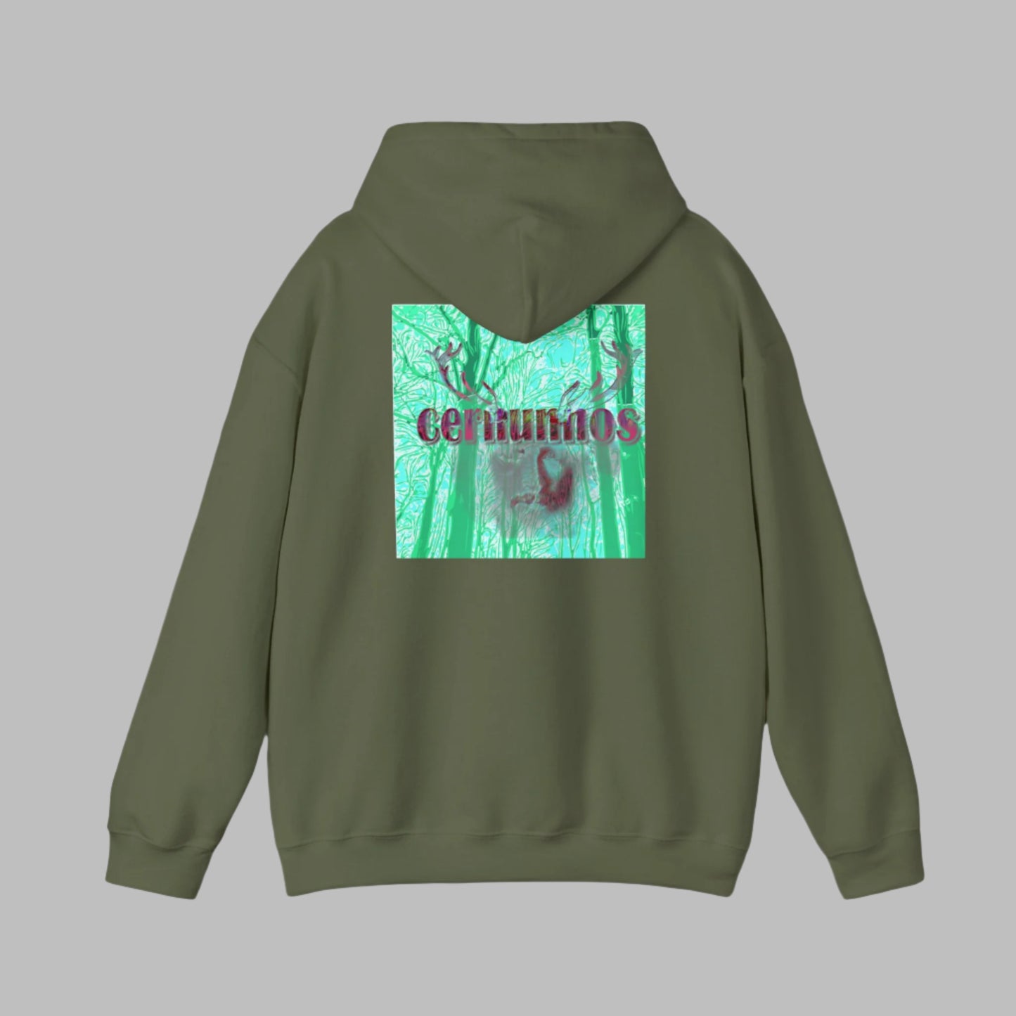 Hooded Sweatshirt with Man Antlers Print Cernunnos