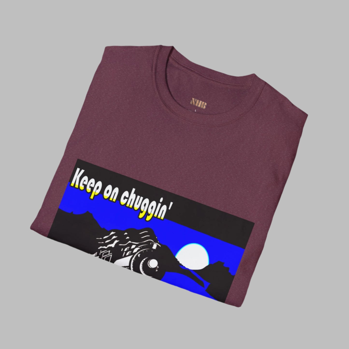 Camiseta unisex con paisaje de tren: Keep on Chuggin' Design