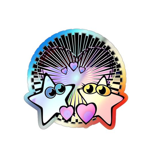 Holographic Kawaii Star & Heart Die-Cut Sticker