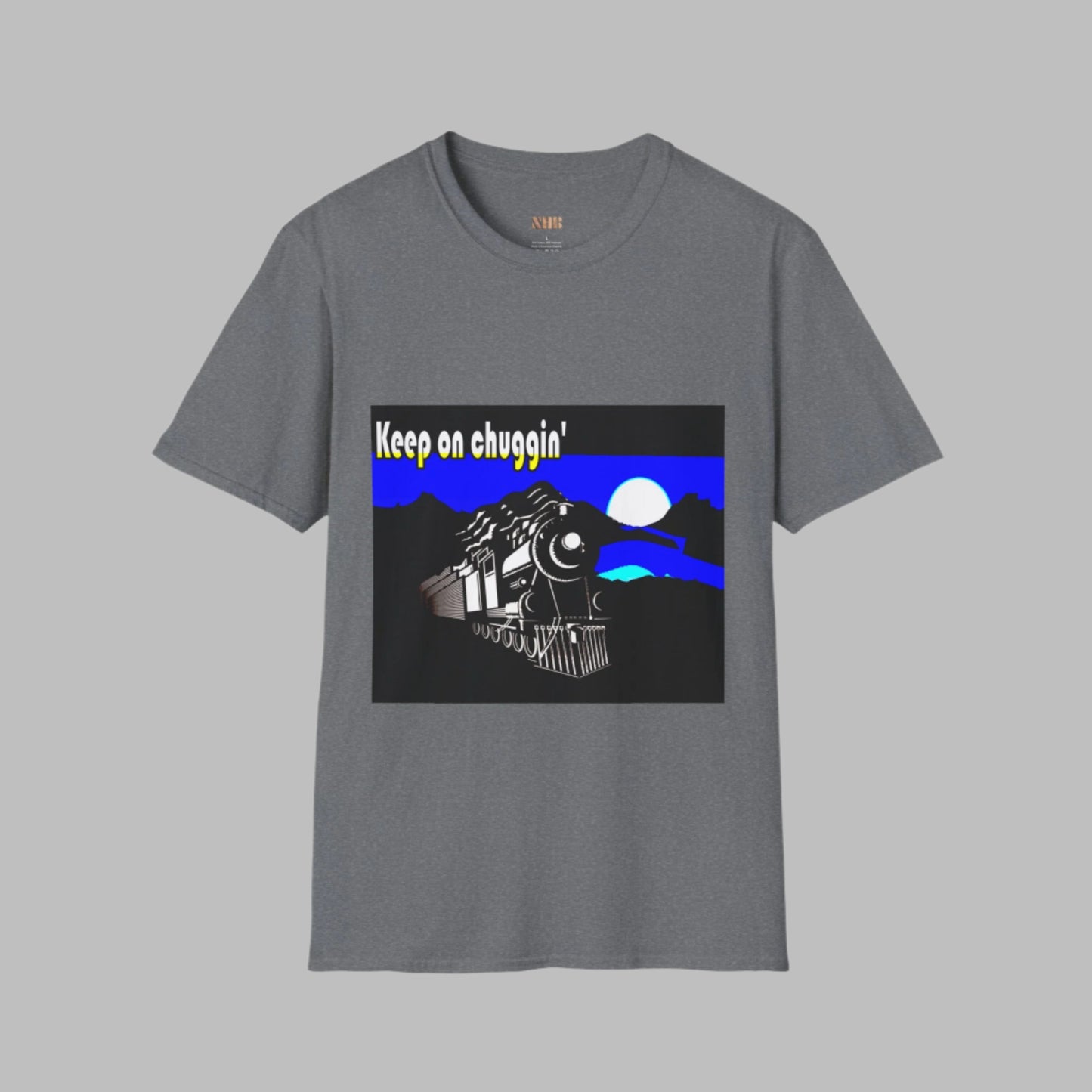 Camiseta unisex con paisaje de tren: Keep on Chuggin' Design