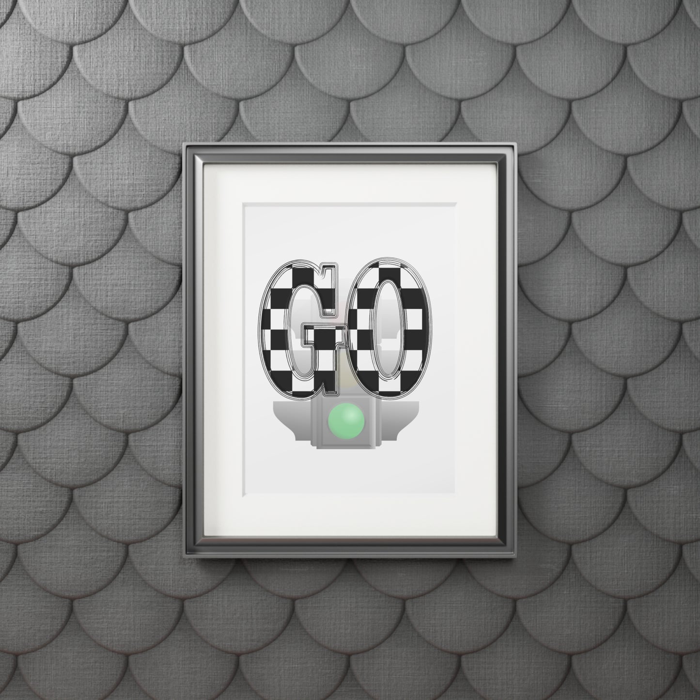 GO Checkerboard Fine Art Print (Passepartout Frame) — Minimal Racing Wall Art