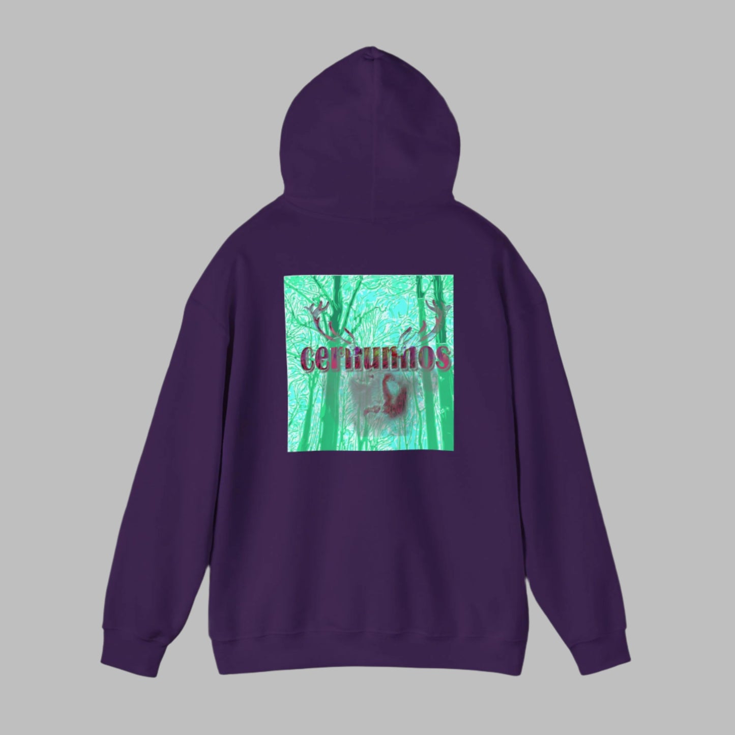 Hooded Sweatshirt with Man Antlers Print Cernunnos