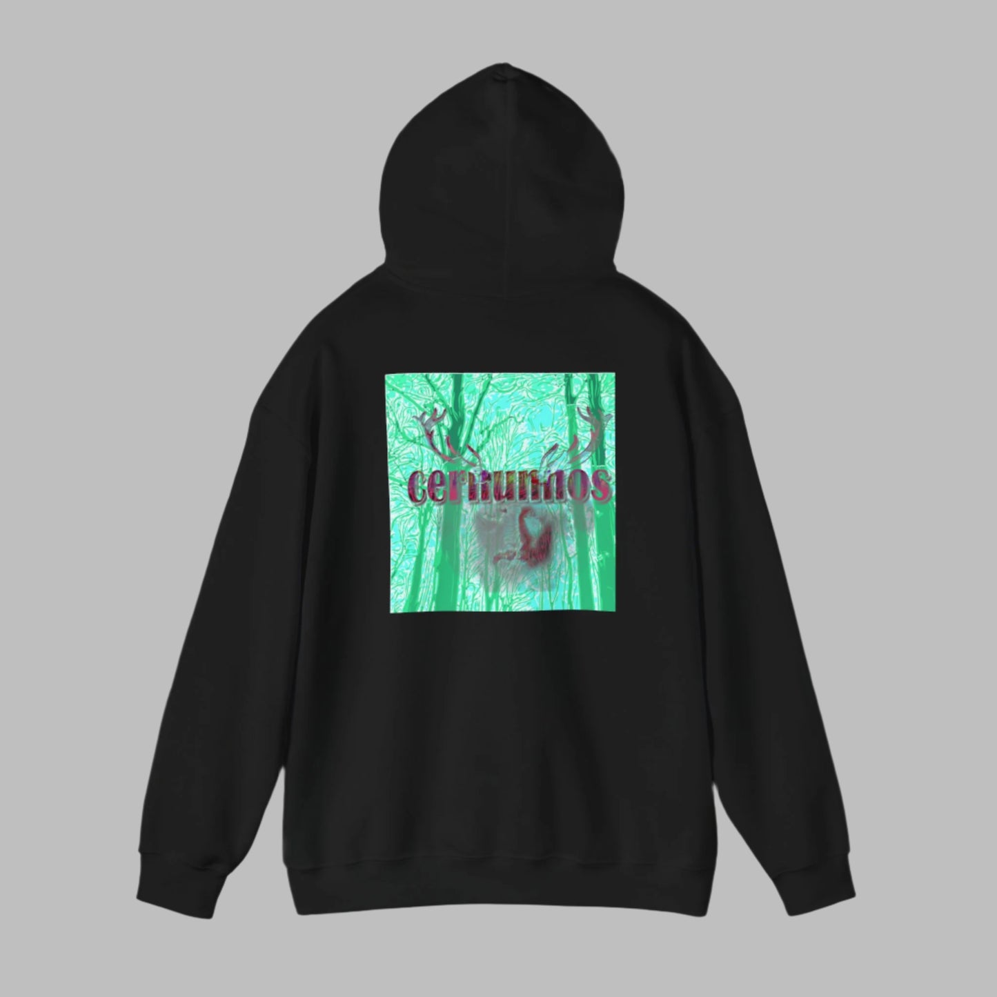 Hooded Sweatshirt with Man Antlers Print Cernunnos