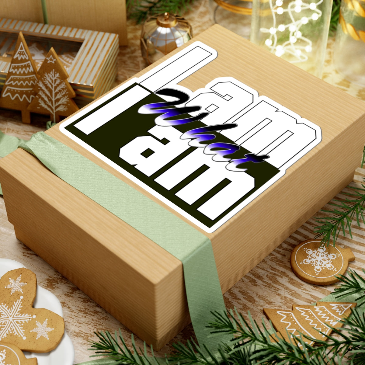 I Am What I Am Sticker — Bold Typography Kiss-Cut Decal for Laptops & Journals