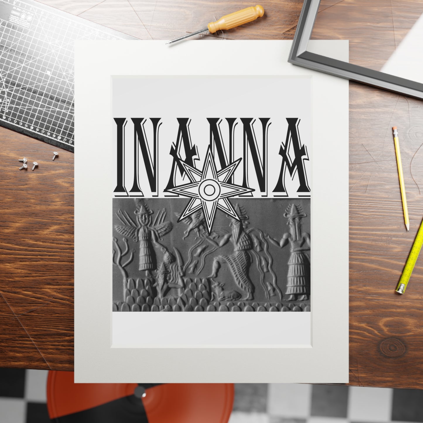 Inanna Mythology Fine Art Print — Passepartout Framed Art