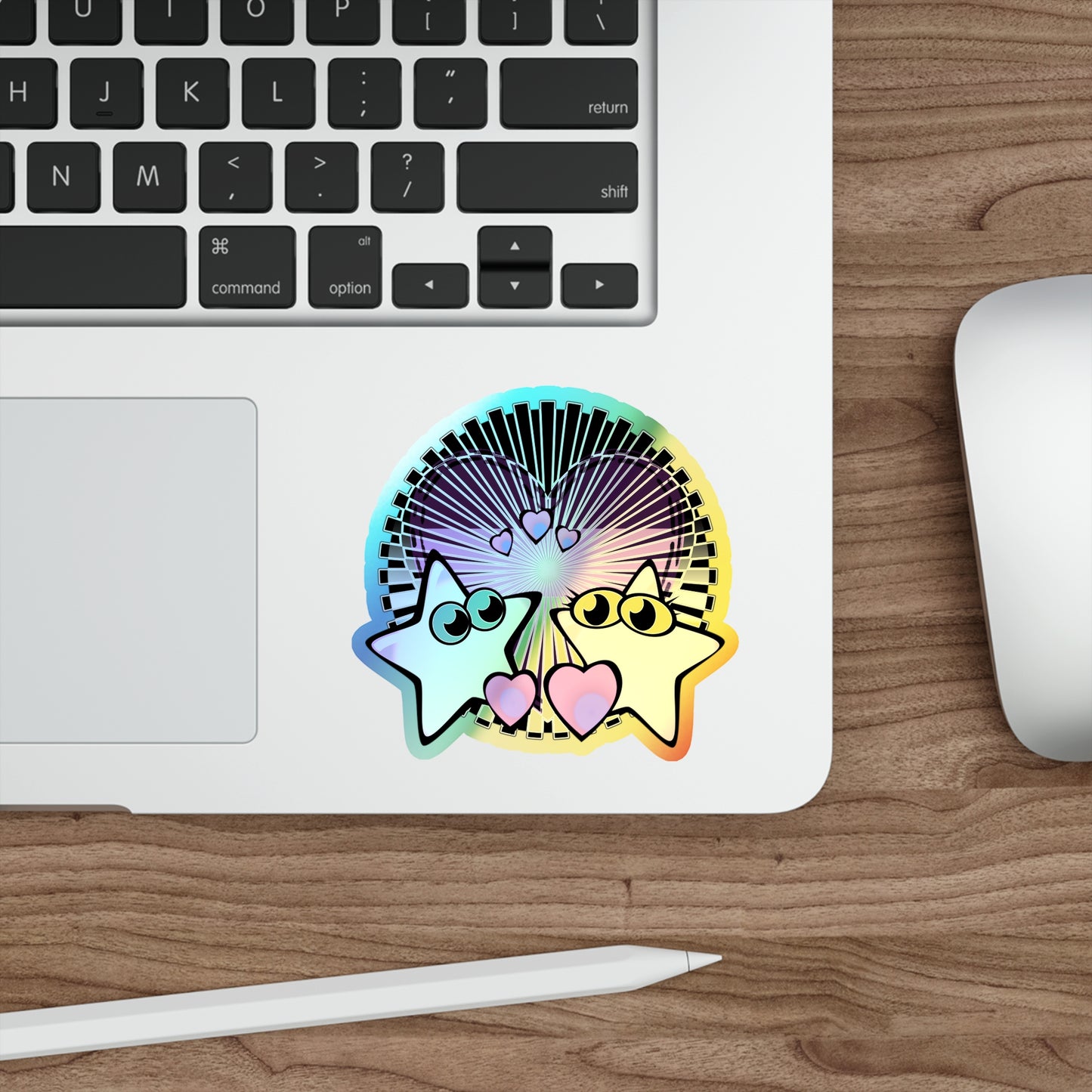 Holographic Kawaii Star & Heart Die-Cut Sticker