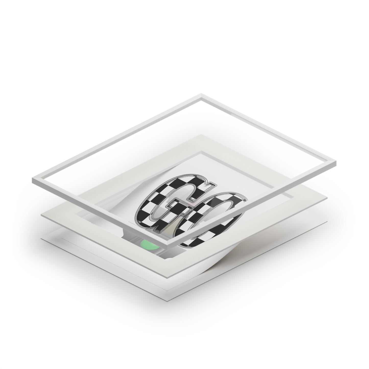 GO Checkerboard Fine Art Print (Passepartout Frame) — Minimal Racing Wall Art