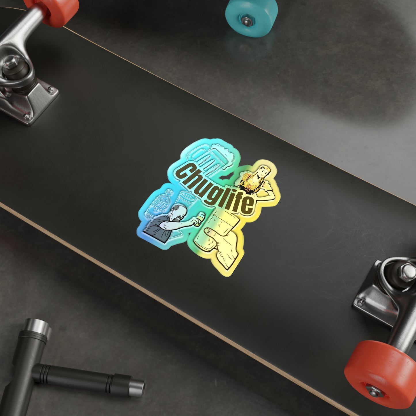 Holographic "ChugLife" Die-Cut Sticker — Beer & Cheers Party Decal