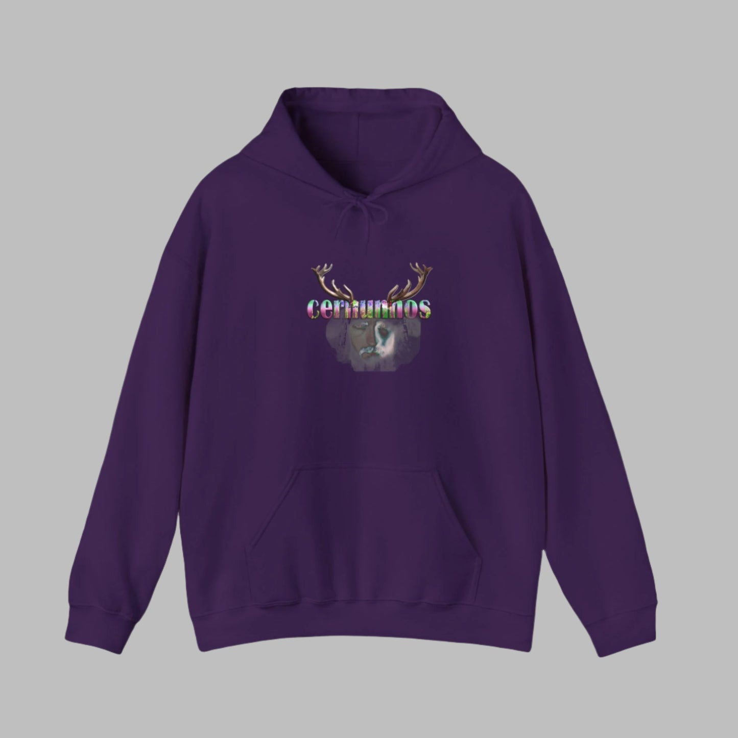 Hooded Sweatshirt with Man Antlers Print Cernunnos