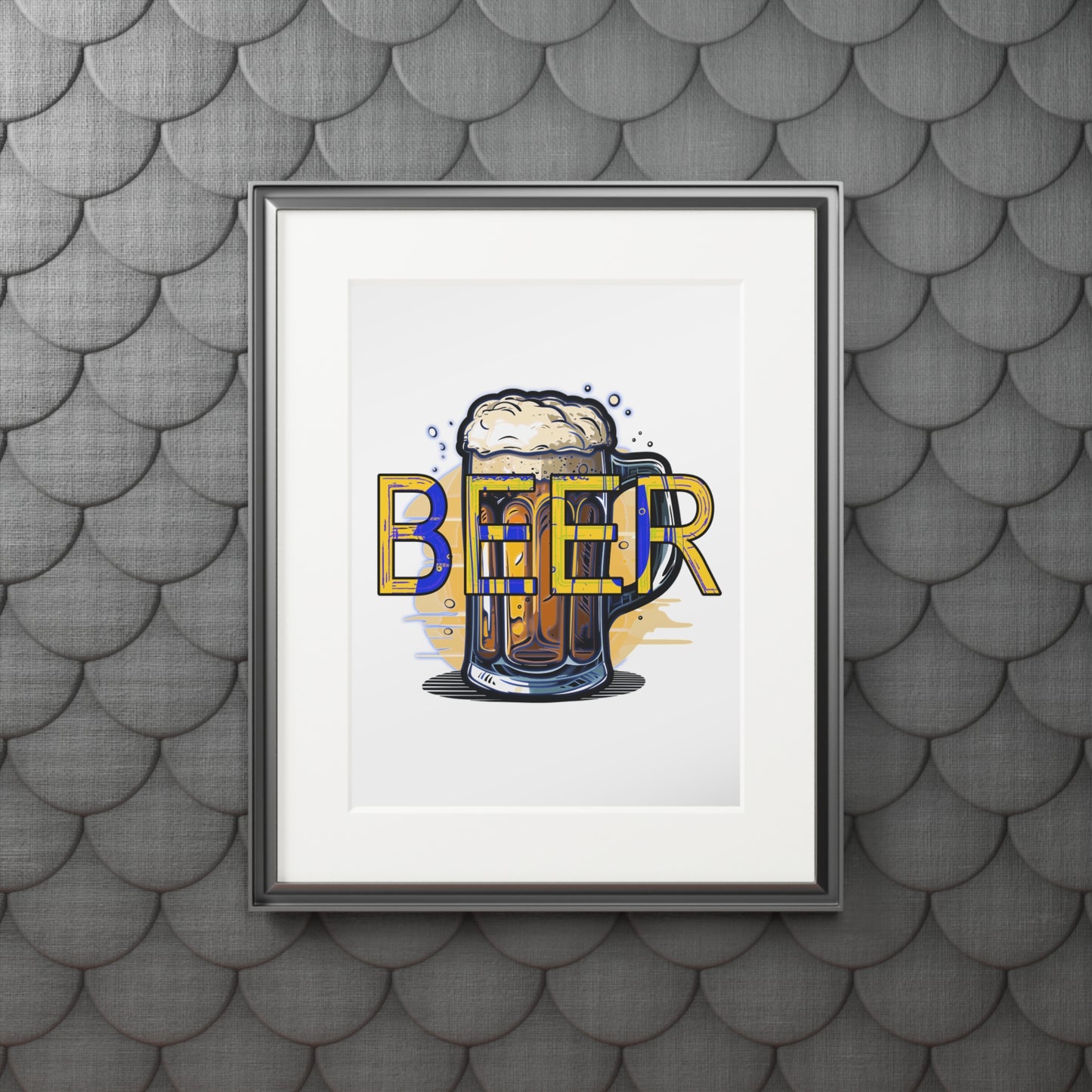 Beer Mug Fine Art Print with Passepartout Frame — Vintage Pub Wall Art