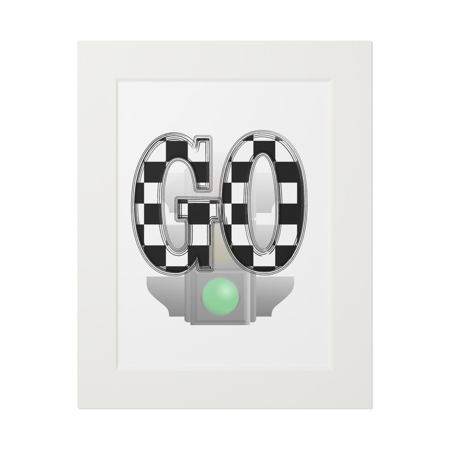 GO Checkerboard Fine Art Print (Passepartout Frame) — Minimal Racing Wall Art