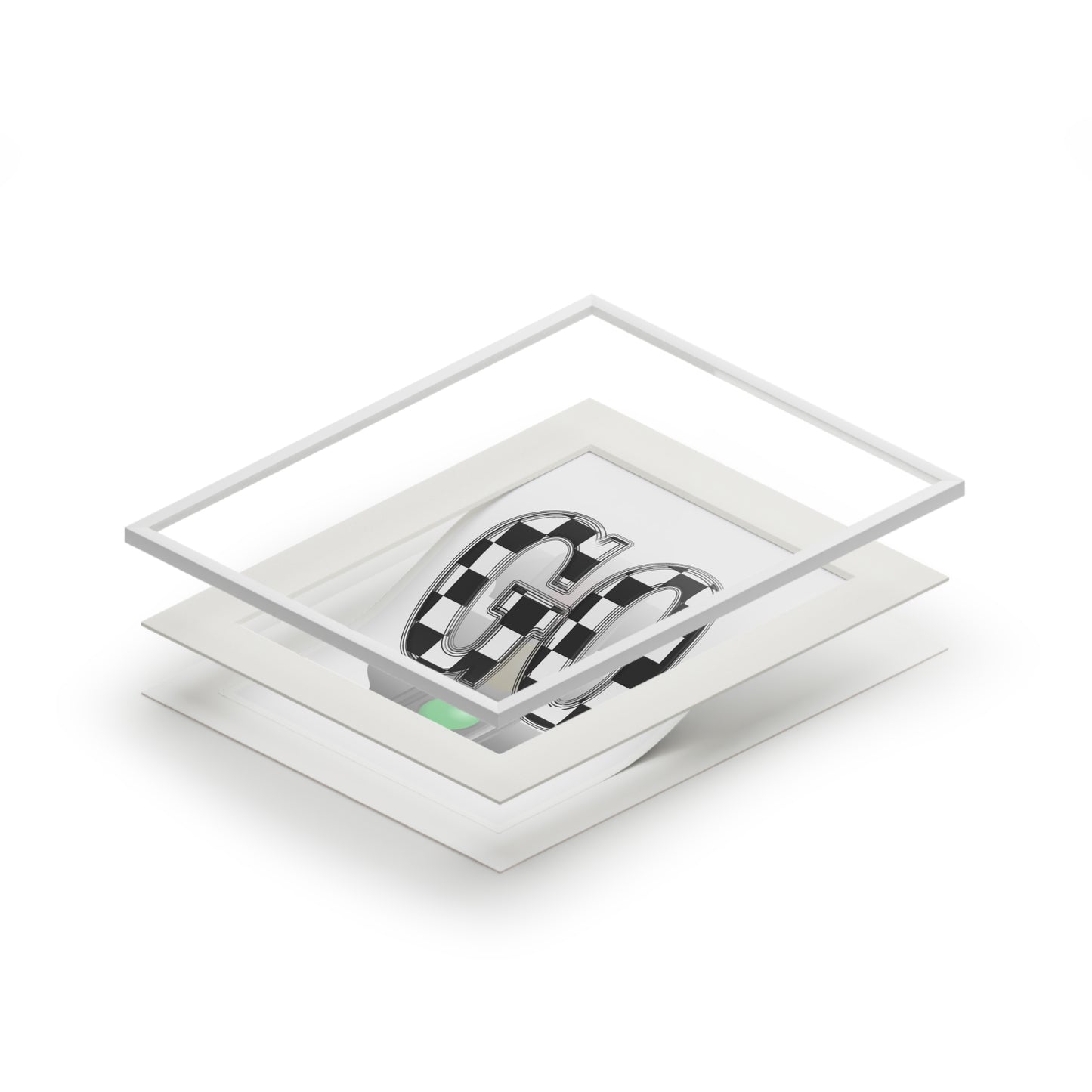 GO Checkerboard Fine Art Print (Passepartout Frame) — Minimal Racing Wall Art
