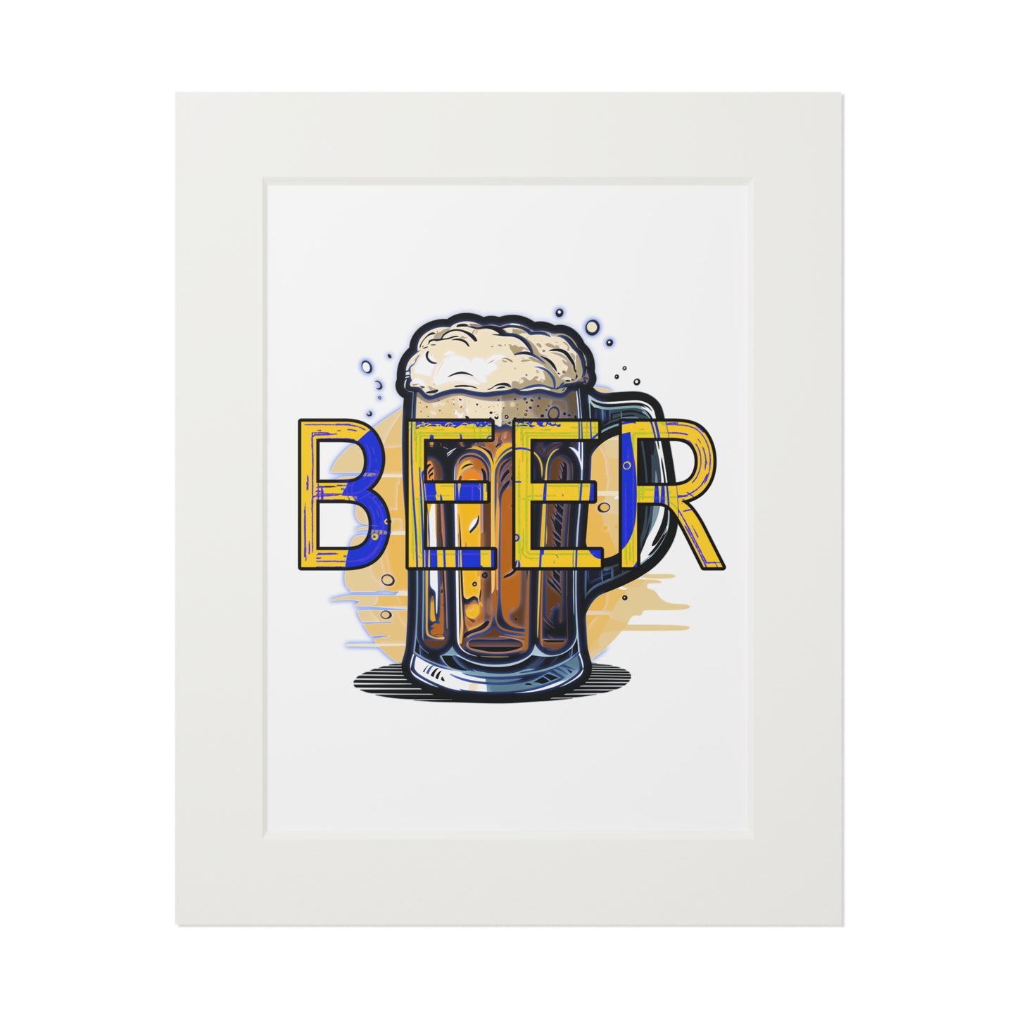 Beer Mug Fine Art Print with Passepartout Frame — Vintage Pub Wall Art