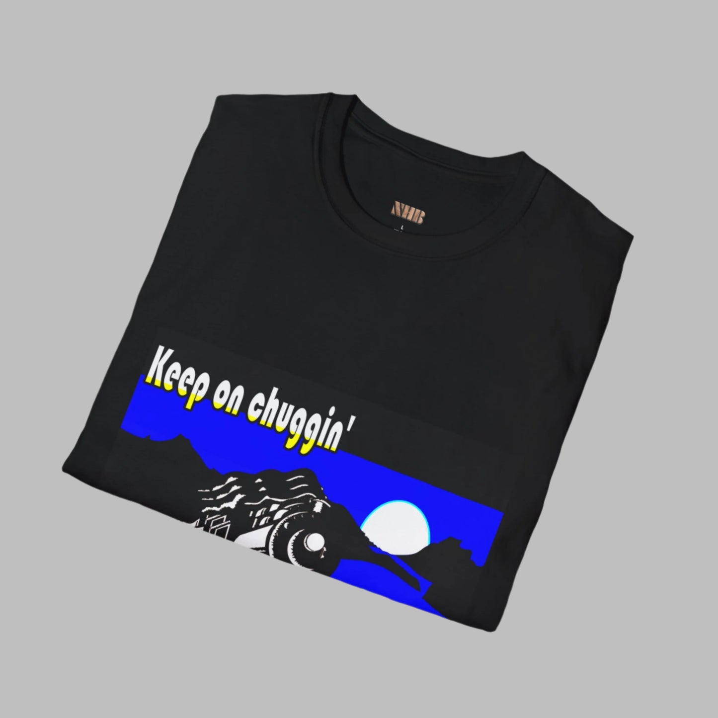 Camiseta unisex con paisaje de tren: Keep on Chuggin' Design