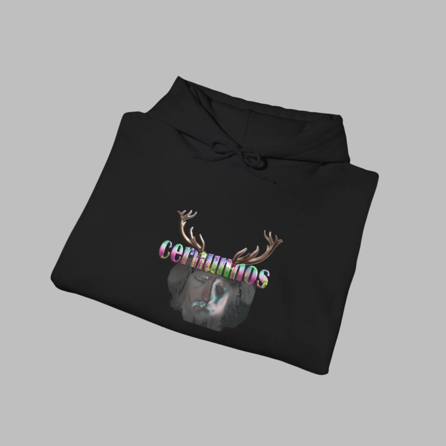 Hooded Sweatshirt with Man Antlers Print Cernunnos