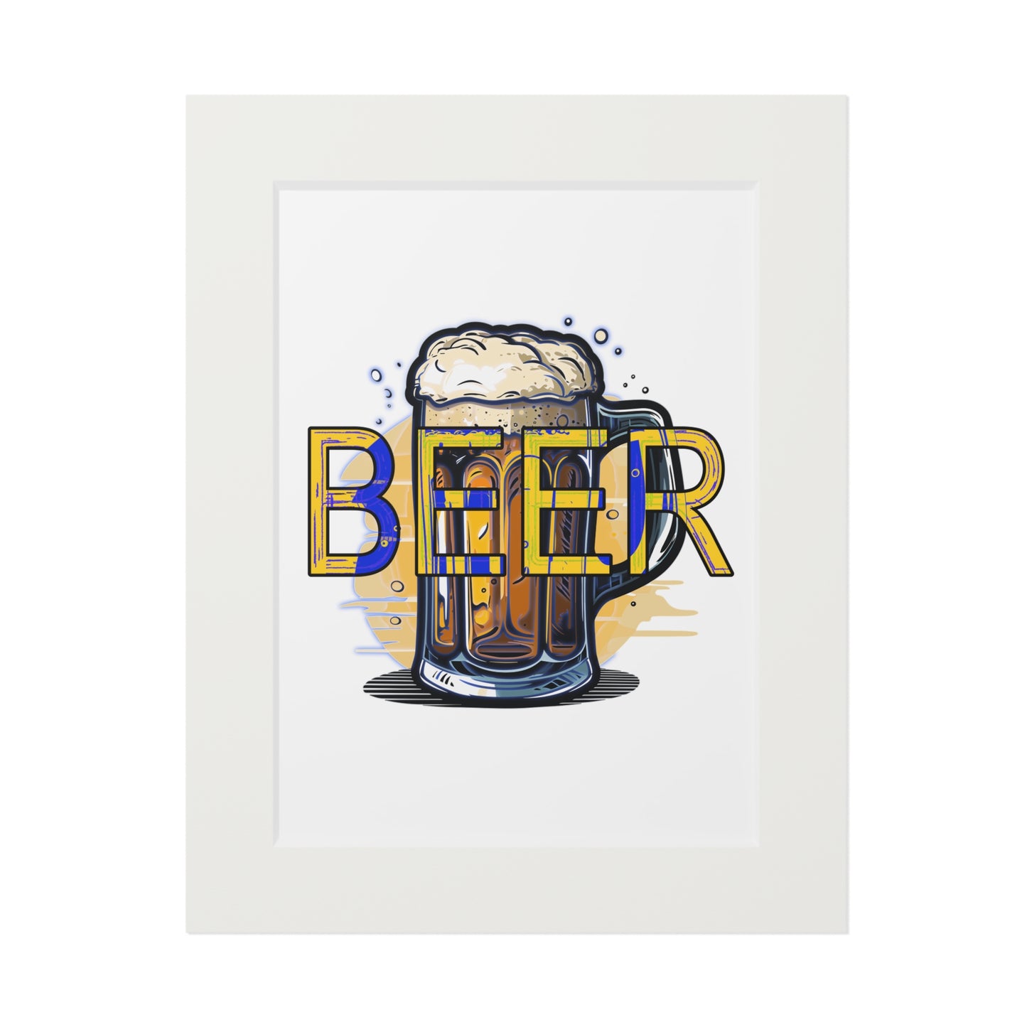 Beer Mug Fine Art Print with Passepartout Frame — Vintage Pub Wall Art