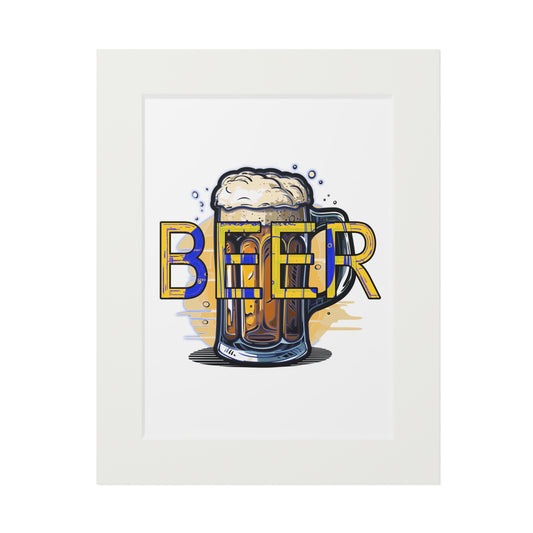 Beer Mug Fine Art Print with Passepartout Frame — Vintage Pub Wall Art