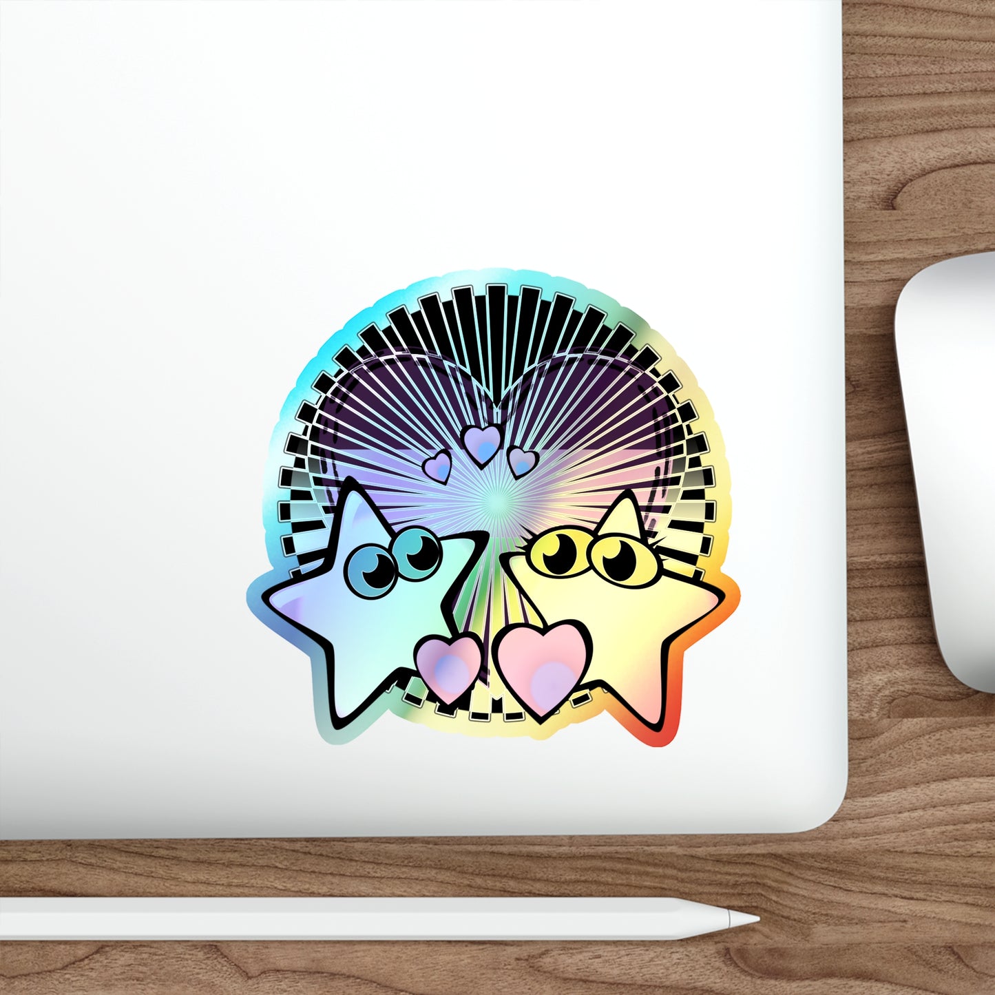 Holographic Kawaii Star & Heart Die-Cut Sticker