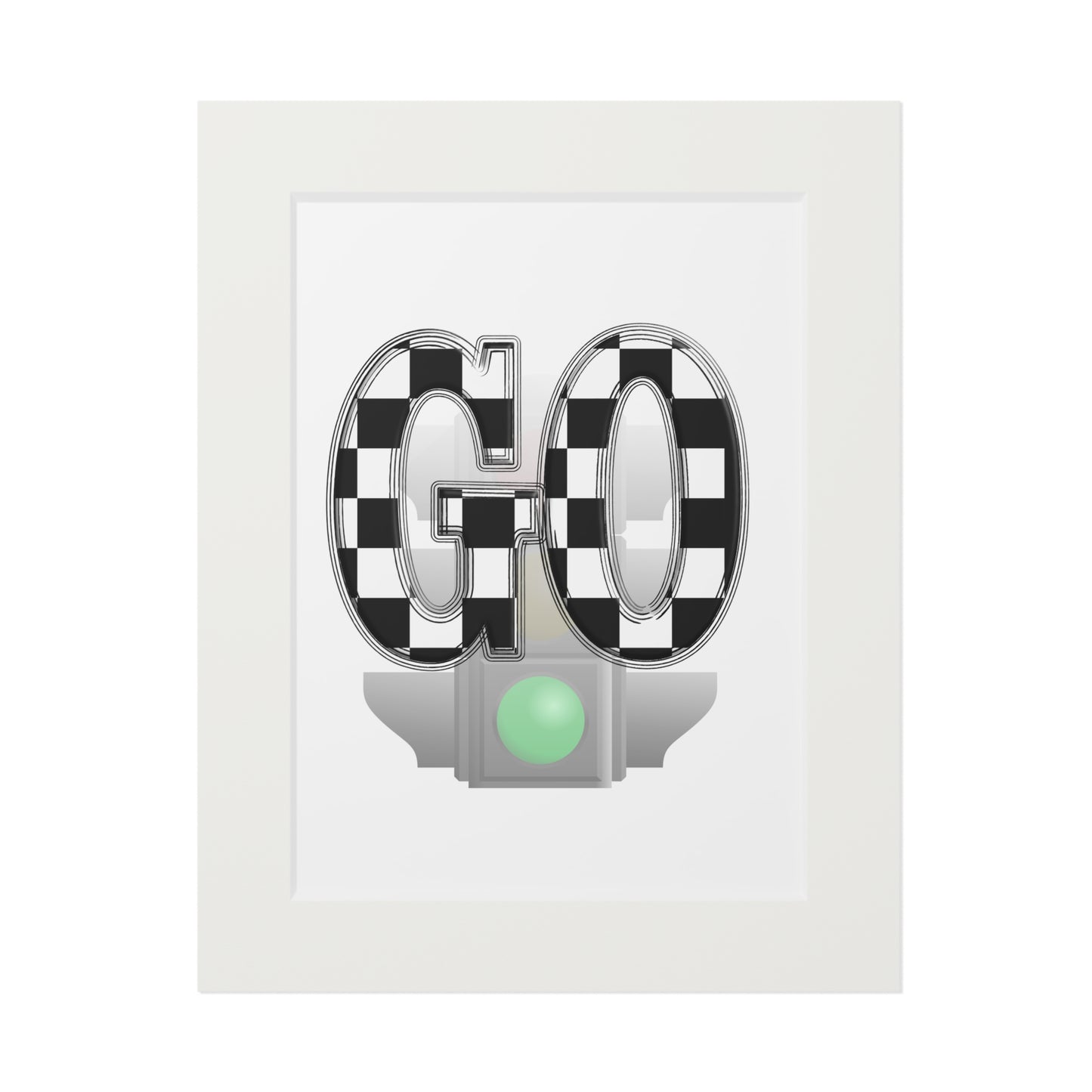 GO Checkerboard Fine Art Print (Passepartout Frame) — Minimal Racing Wall Art