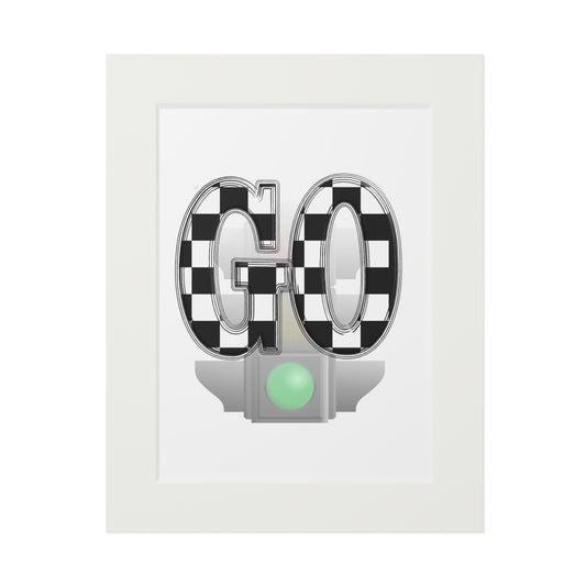 GO Checkerboard Fine Art Print (Passepartout Frame) — Minimal Racing Wall Art